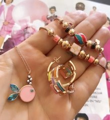 PEMBE MİNELİ BALIK KOLYE
