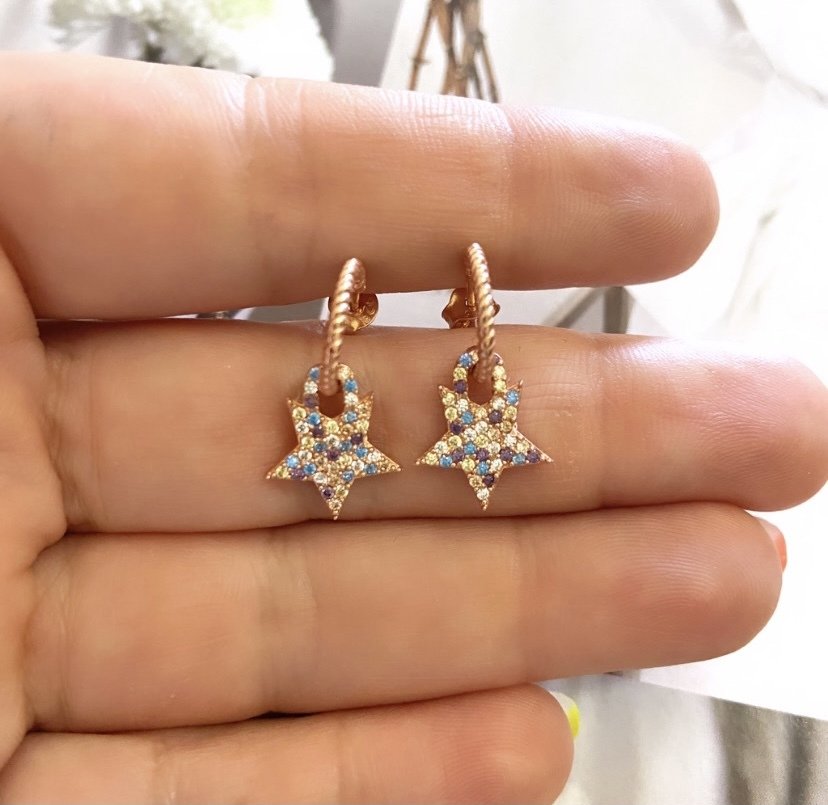 YILDIZ ZİRKON BURGU HALKA KÜPE