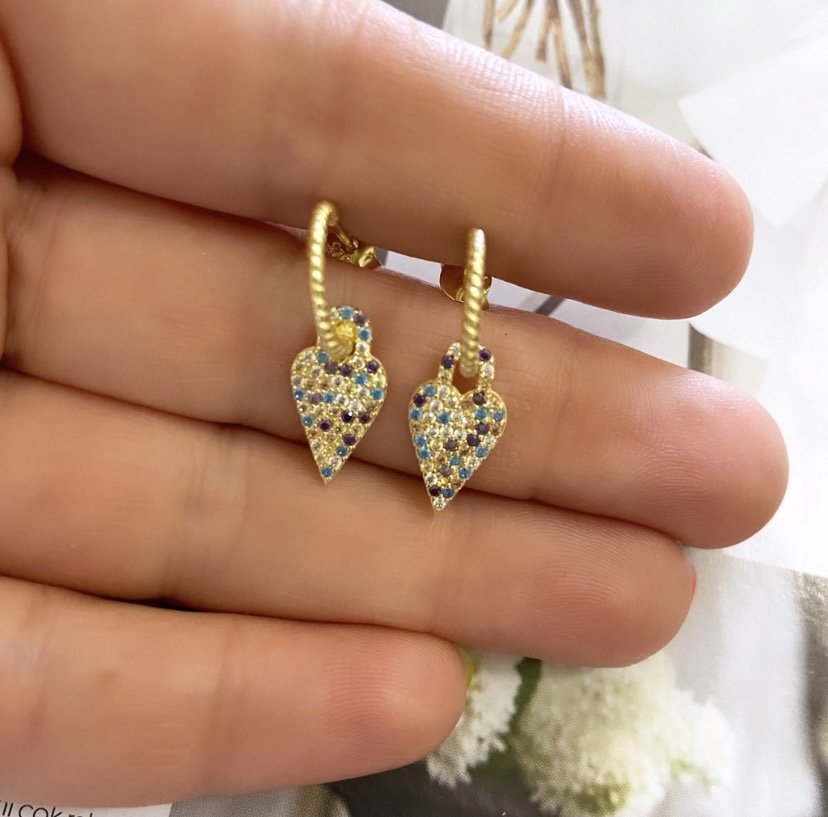 ZİRKON KALP BURGU HALKA KÜPE