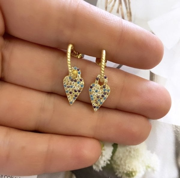 ZİRKON KALP BURGU HALKA KÜPE