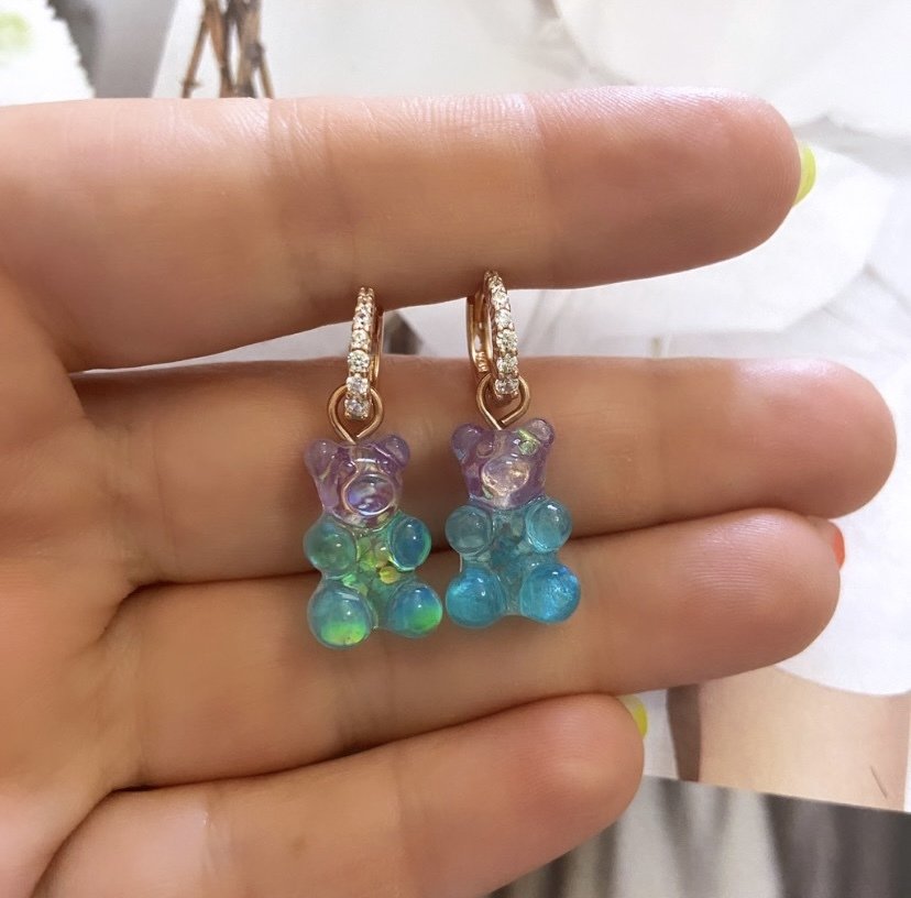 JELLY BEAR TURKUAZ SİMLİ KÜPE