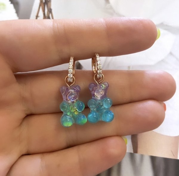 JELLY BEAR TURKUAZ SİMLİ KÜPE