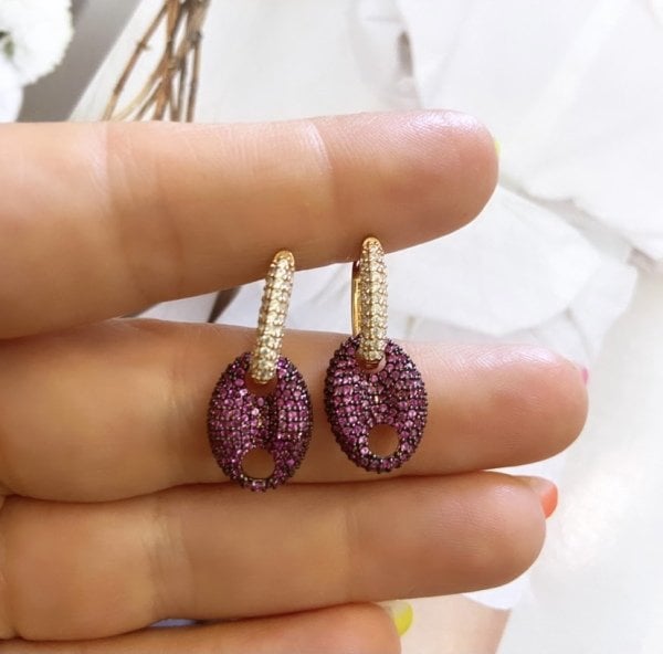 PEMBE FULL BAGET GEMİCİ KÜPE