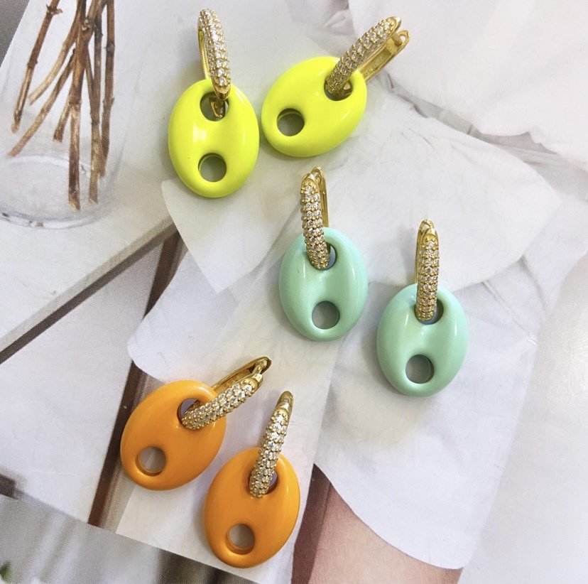 NEON ZİRKON HALKA GEMİCİ KÜPE