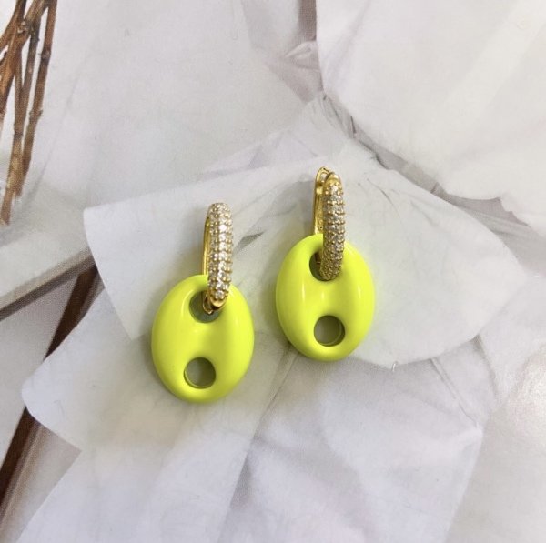 NEON ZİRKON HALKA GEMİCİ KÜPE