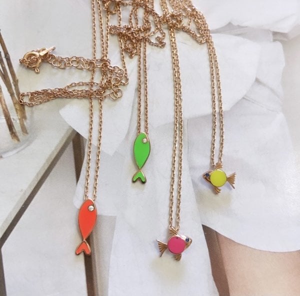 SARI NEON MİNİK BALIK KOLYE