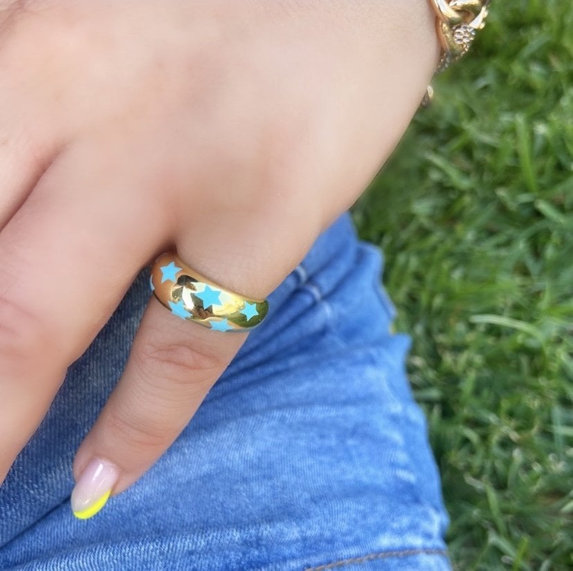 BOMBELİ MAVİ YILDIZ YÜZÜK