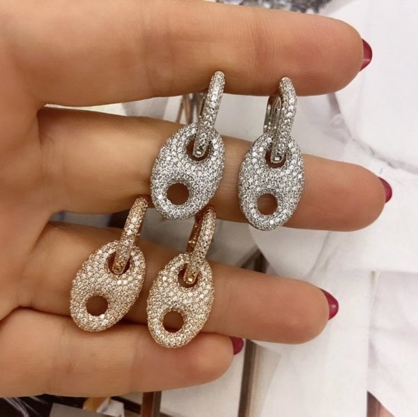 DÜĞME TAŞLI KÜPE