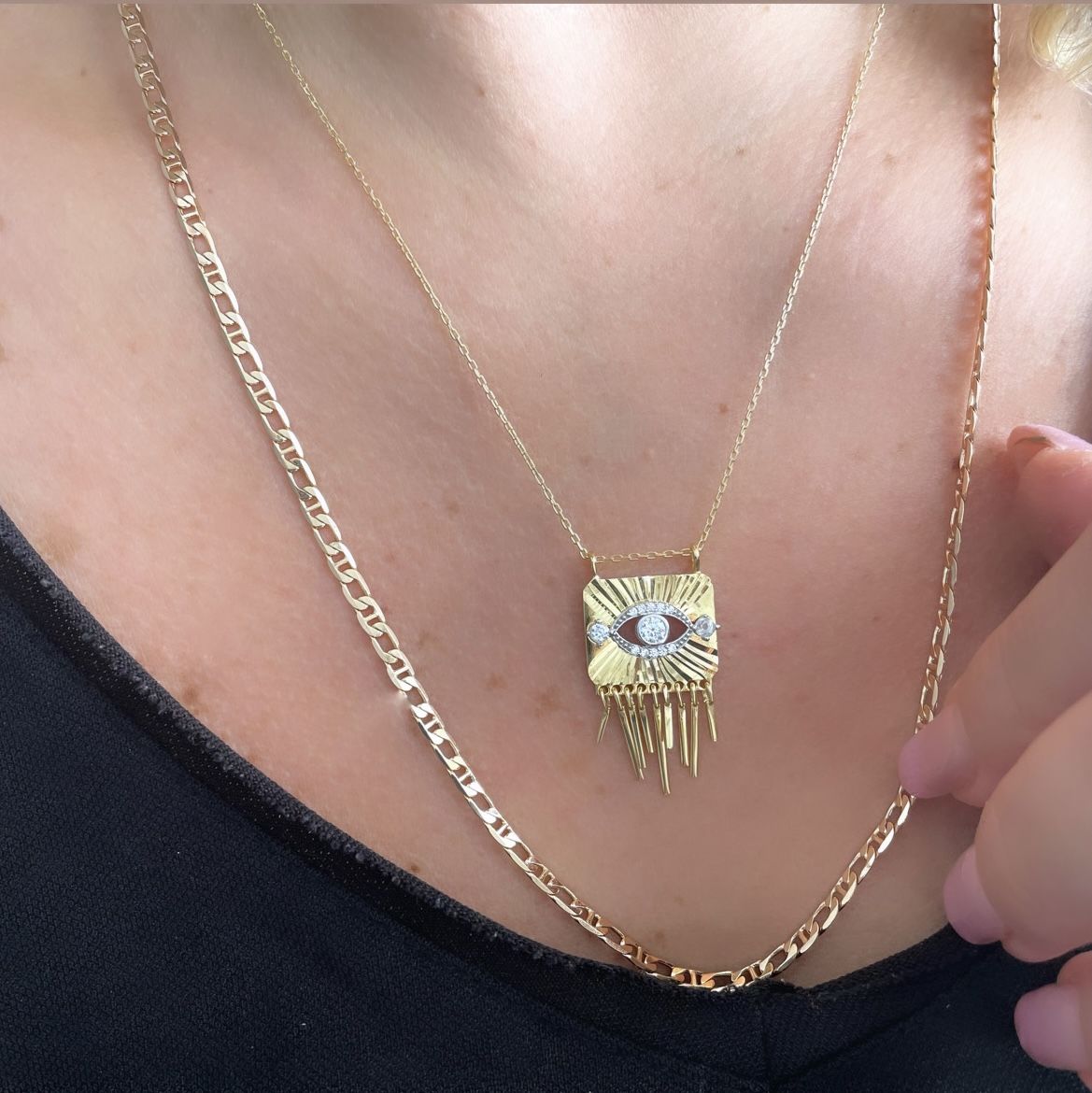 ÖZEL KESİM PLAKA GÖZ KOLYE