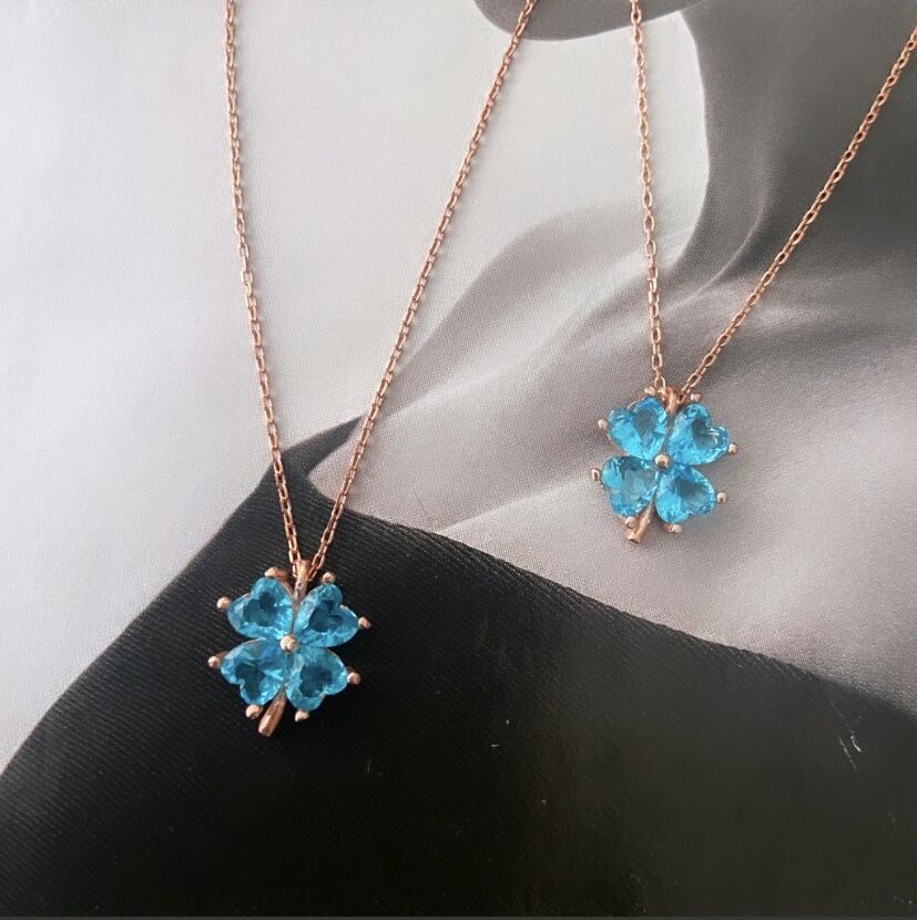 AQUA MARİN KALP KESİM KOLYE