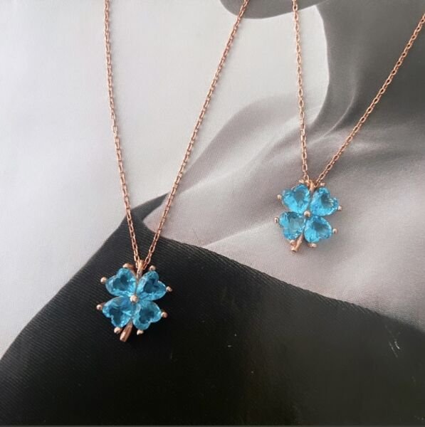 AQUA MARİN KALP KESİM KOLYE