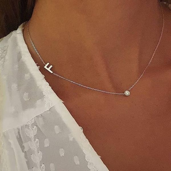 TEK TAŞ TEK HARF KOLYE