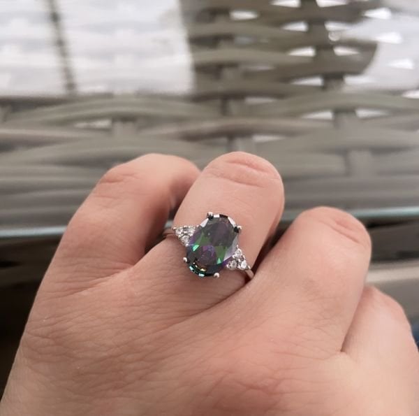 OVAL MİSTİK TOPAZ TASARIM YÜZÜK