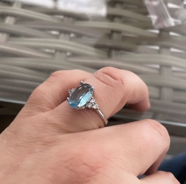 OVAL AQUA MARİN TASARIM YÜZÜK