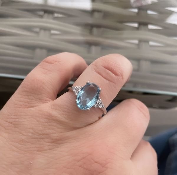 OVAL AQUA MARİN TASARIM YÜZÜK
