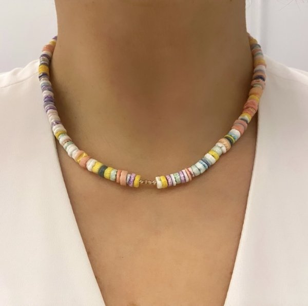 RENK SEDEF TAŞLI FİMO KOLYE